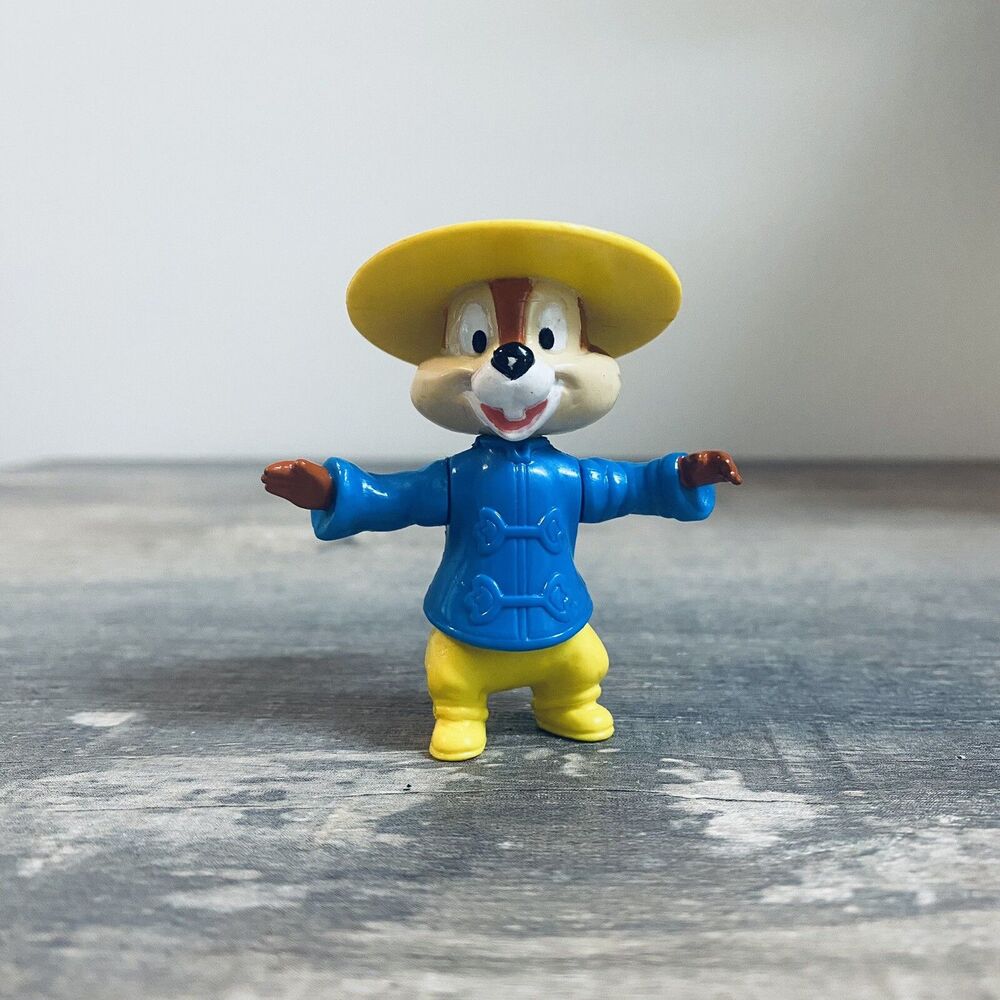 Vintage 90s Disney EPCOT Chinese Chip & Dale Chipmunk Toy Figure Posable 2.5”